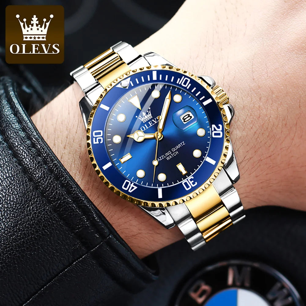 "OLEVS Blue Water Ghost: the Ultimate Luxury Stainless Steel Men'S Watch for the Modern Gentleman"