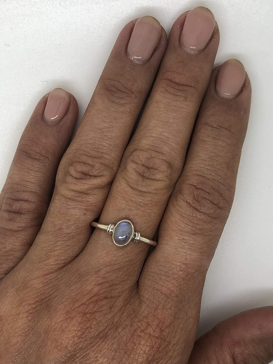 "Enchanting Oval Moonstone Ring - Exquisite BOHO Chic Jewelry for Women - Handcrafted by Indian Artisans - Includes Velvet Bag/Gift Box - Available in Sizes 5-10"