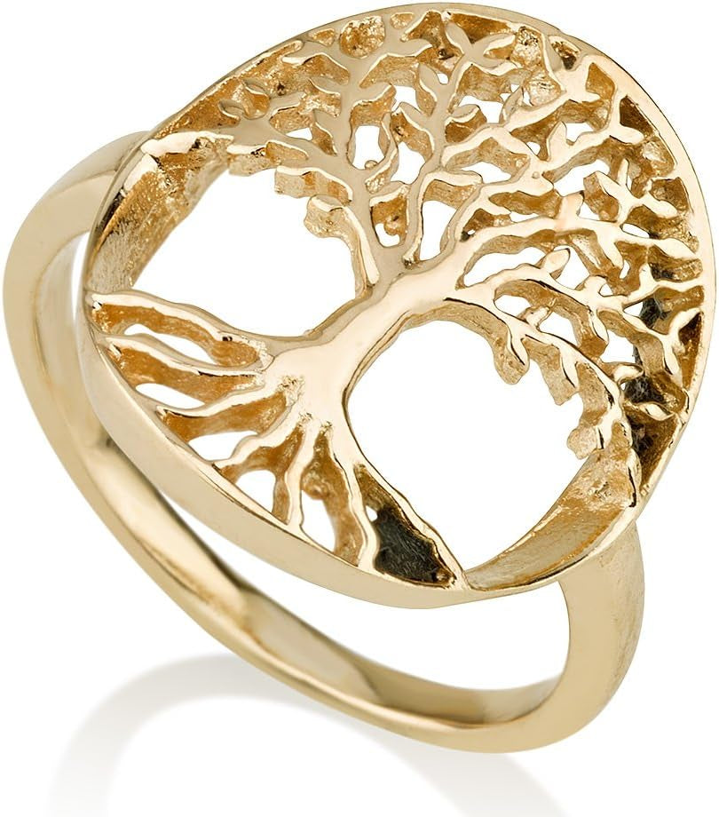 "Exquisite 14K Gold Plated Tree of Life Ring: a Stunning Statement Piece for Jewelry Lovers"